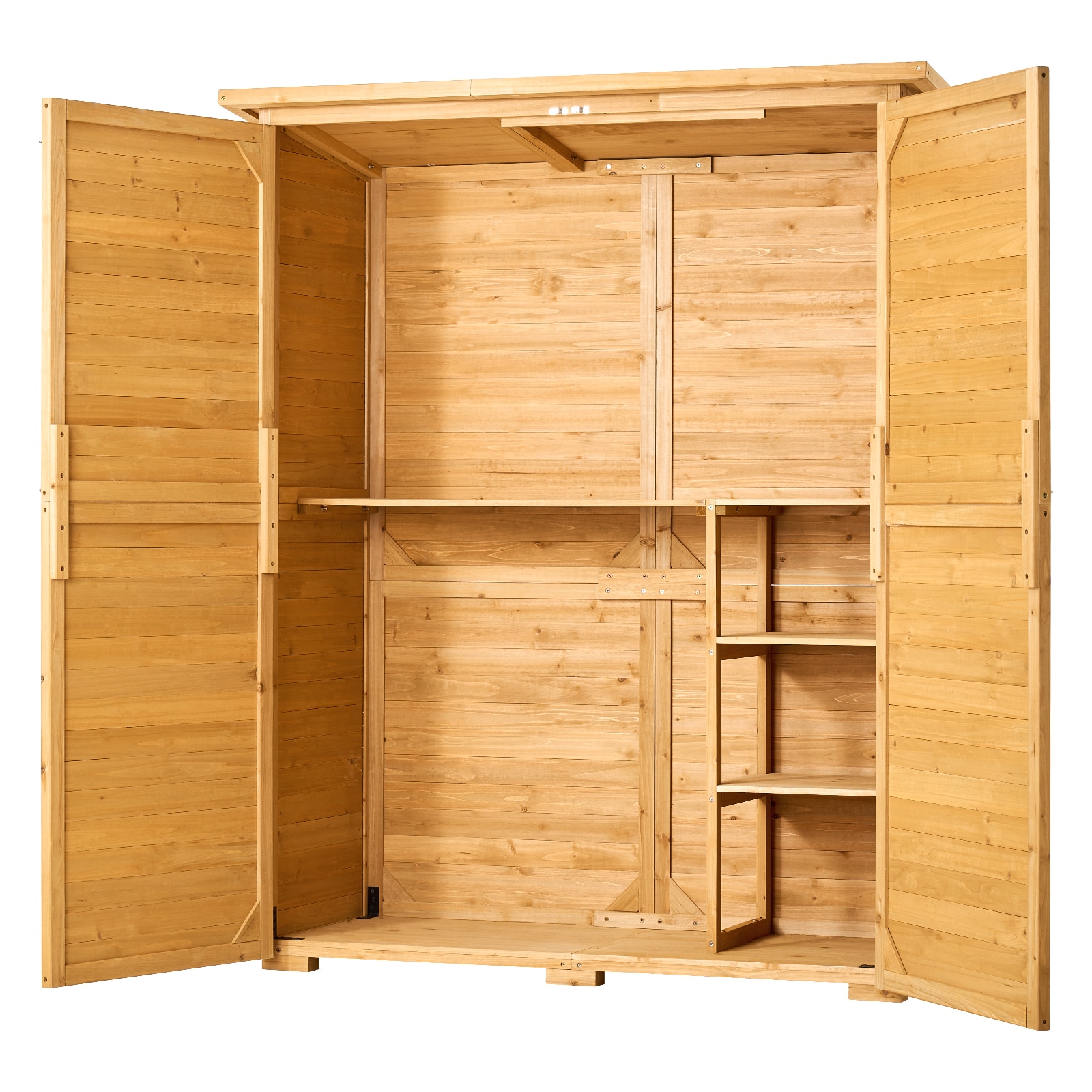 Outdoor Wooden Storage Shed Waterproof Garden Tool Metal Shed 55x67.5 Inch_maomaolike.com